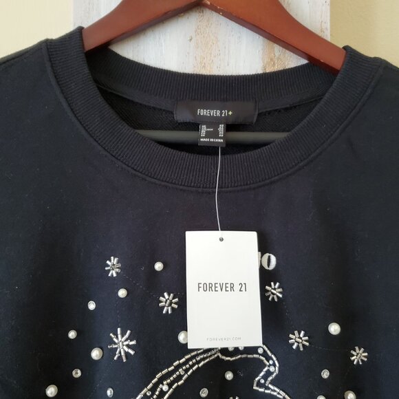 Forever 21 Black Beaded Scorpio Pullover Sweater SZ 2X - Picture 7 of 8